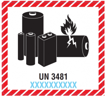 Gefahrgutetikett Lithium Ion Battery UN 3481