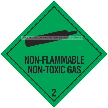 Containerlabel Klasse 2.2 mit Text "NON-FLAMMABLE NON-TOXIC GAS"