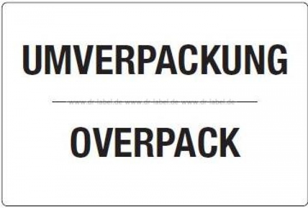 Versandetikett "Umverpackung - Overpack"