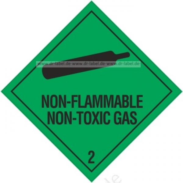 Gefahrgutetikett Klasse 2.2 mit Text "NON-FLAMMABLE NON-TOXIC GAS"