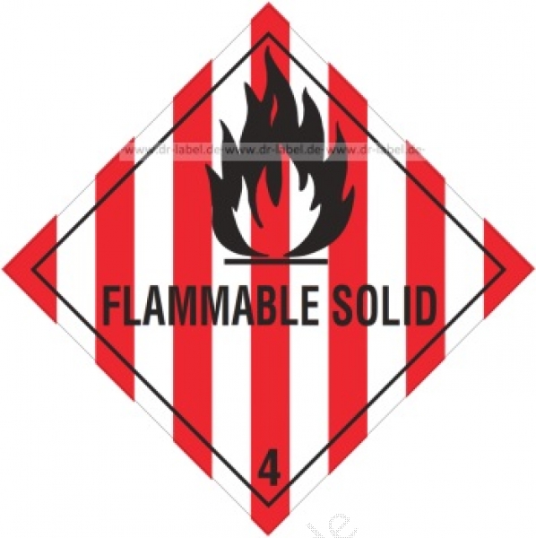 Gefahrgutetikett Klasse 4.1 mit Text "FLAMMABLE SOLID"