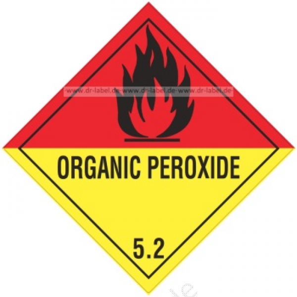 Gefahrgutetikett Klasse 5.2 mit Text "ORGANIC PEROXID"