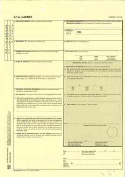 Carnet A.T.A. Ausfuhrblatt 800c