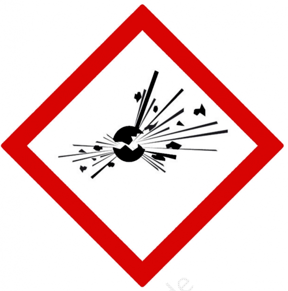 GHS01 Etikett mit explodierender Bombe für explosive Stoffe