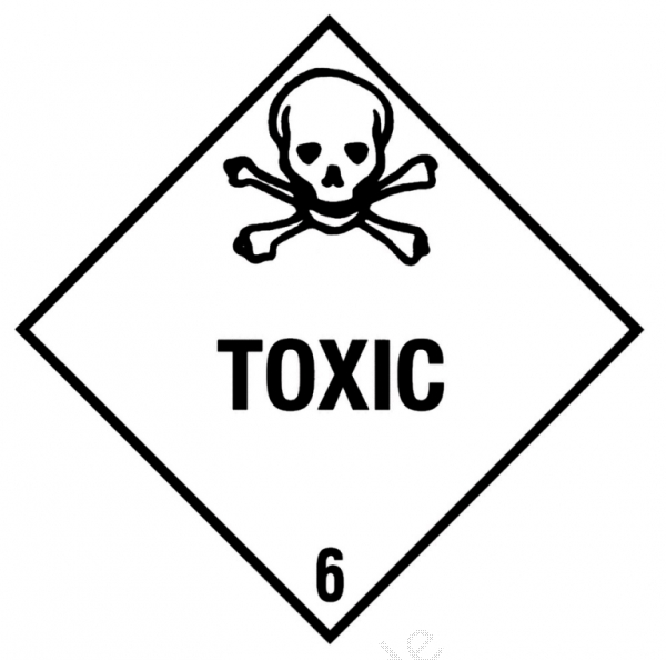 Containerlabel Klasse 6.1 mit Texteindruck "TOXIC"