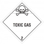 Containerlabel Klasse 2.3 mit Text "TOXIC GAS" 25x25