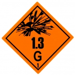 Gefahrgutetikett Klasse 1.3 G mit explodierender Bombe Rollenware
