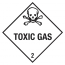 Containerlabel Klasse 2.3 mit Text "TOXIC GAS" 30x30